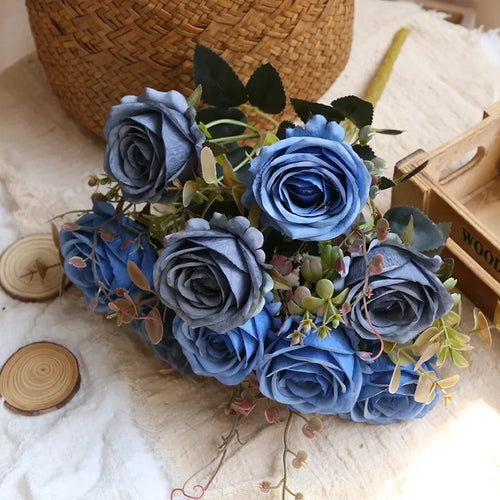 Artificial silk rose bouquet for home decoration - vue 2 sur 13