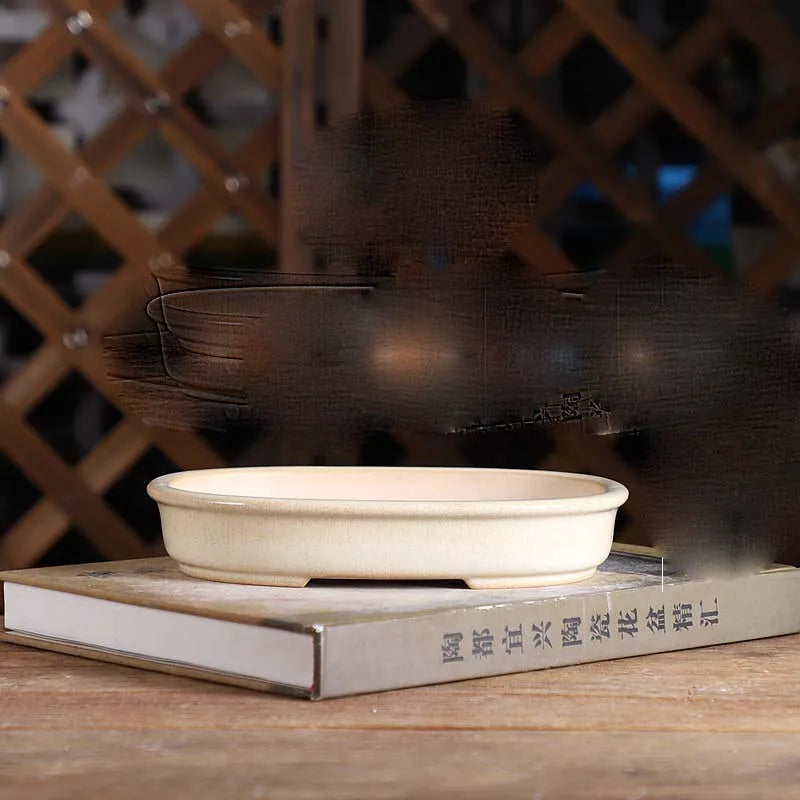 round sand flower pot for retro bonsai and succulents - vue 19 sur 19