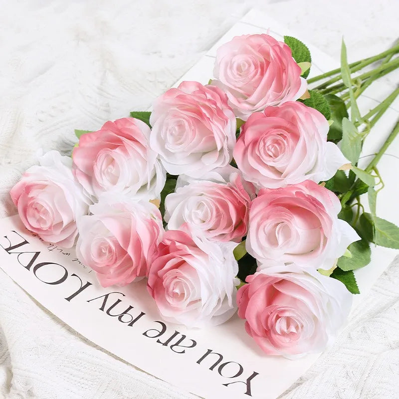 Gradient artificial rose for fairy theme party decoration