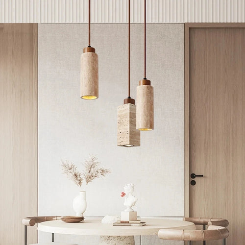 Set of 3 natural wabi sabi LED pendant lights - vue 5 sur 14