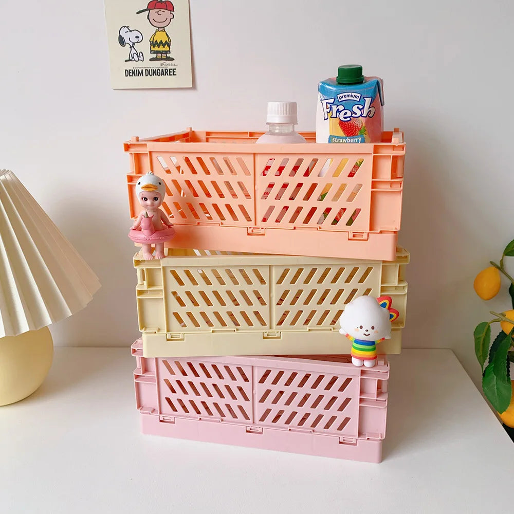 stackable foldable basket for storing makeup, jewelry, toys - vue 3 sur 19