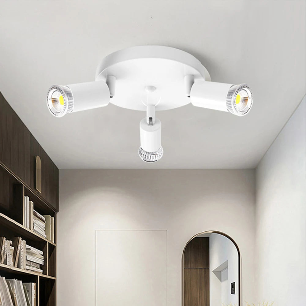 Adjustable three-head rotatable flush mount ceiling light for modern lighting