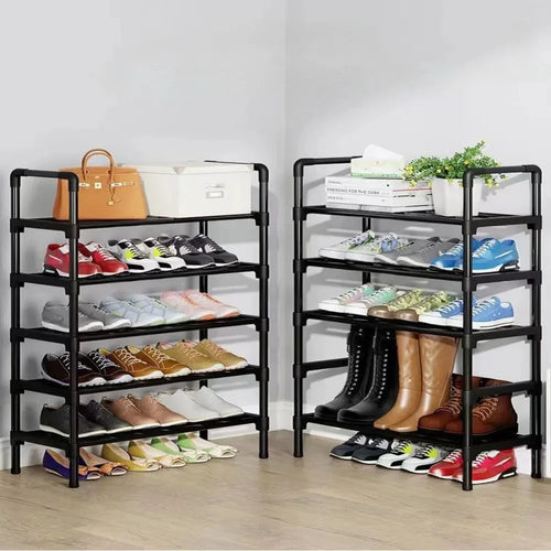 trendy space-saving 5-tier metal shoe rack - vue 3 sur 16