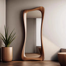 French decorative mirror in walnut wood, luxury retro style