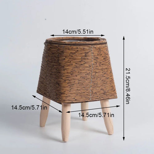 pot de fleurs en rotin tissé pour décoration et rangement - vue 12 sur 12