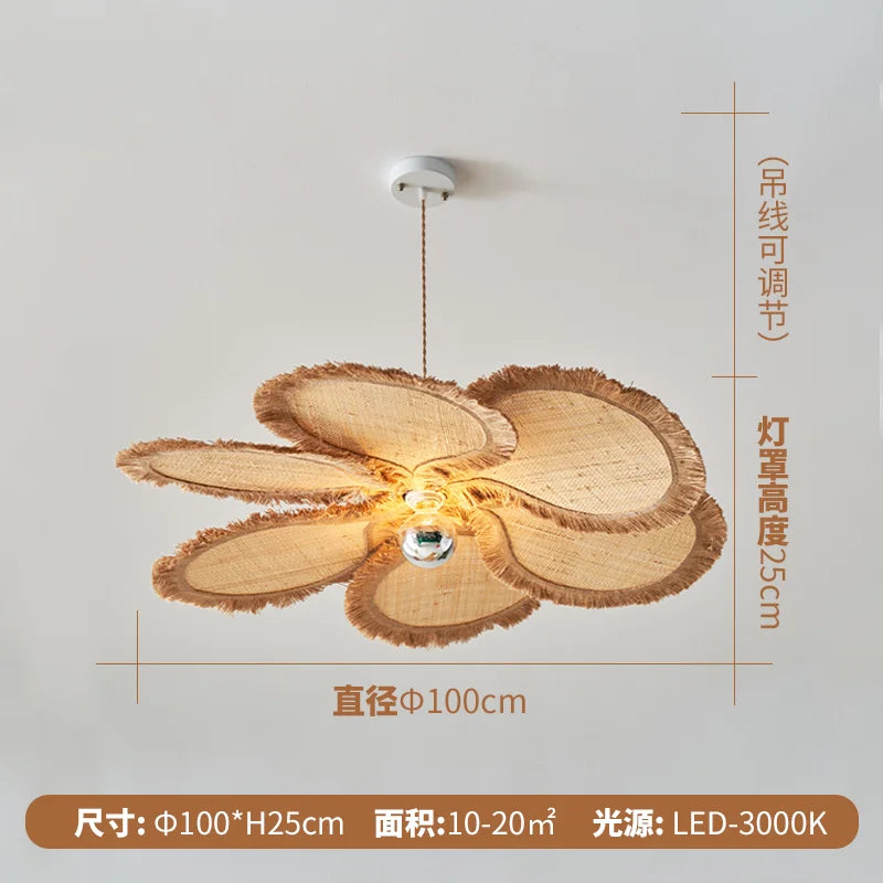 Artistic petal pendant light with woven flower design - vue 8 sur 8