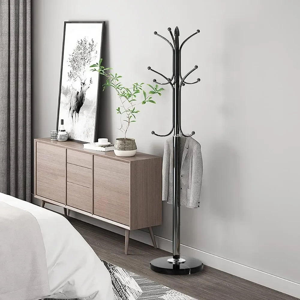 Metal Coat Rack Stand with Natural Marble Base, Free Standing Hall Tree with 12 Hooks for Hanging Scarf, Bag, Jacket - vue 5 sur 9