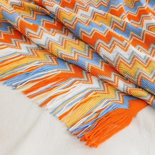 Boho checked woven throw with soft tassels - vue 5 sur 6