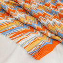 Boho knitted throw with tassels for sofa or bed