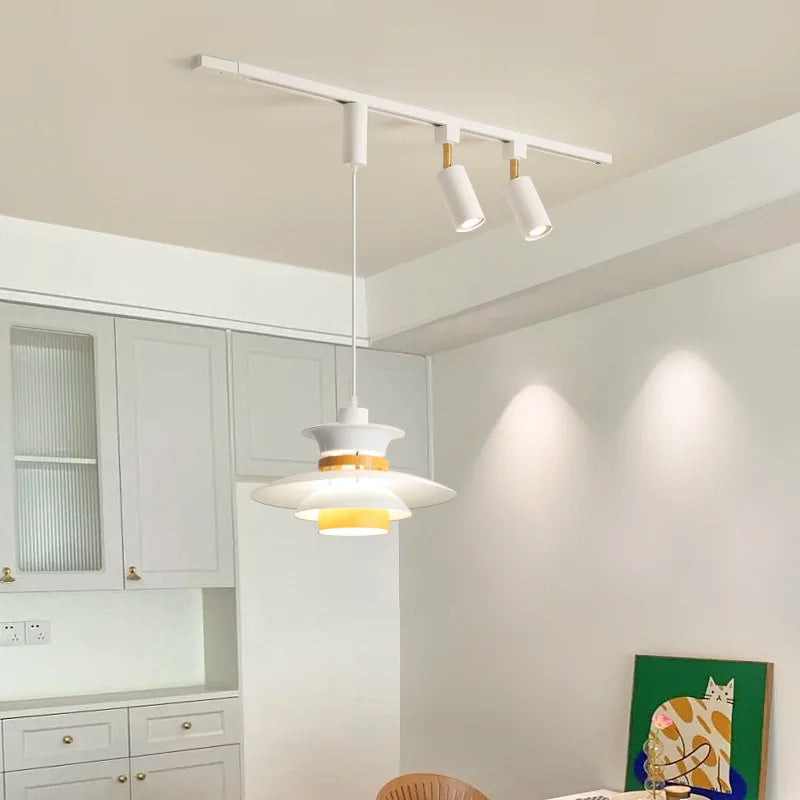 Wooden LED pendant light for Nordic dining table