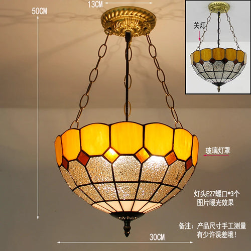 Tiffany style stained glass pendant light for interior decor - vue 12 sur 26