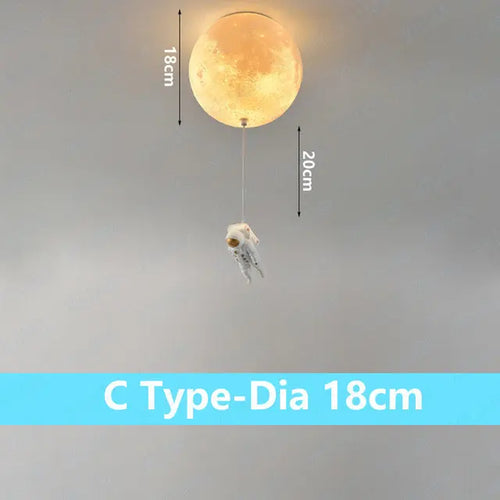 Decorative lunar ceiling light with astronaut, ideal for bedroom - vue 11 sur 15