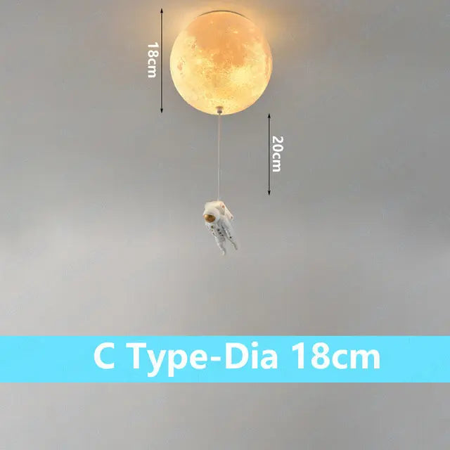 Decorative lunar ceiling light with astronaut, ideal for bedroom - vue 10 sur 15