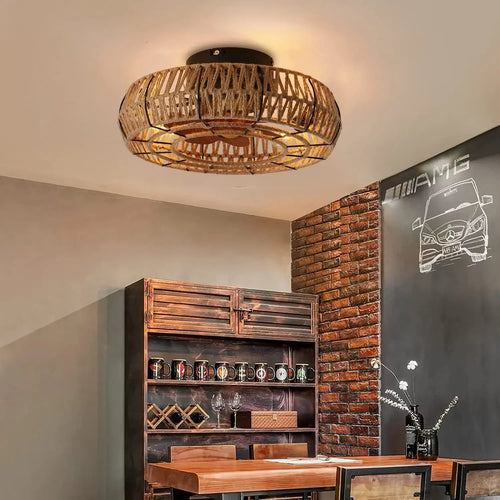 Industrial ceiling light with retro-style light and remote control - vue 4 sur 7