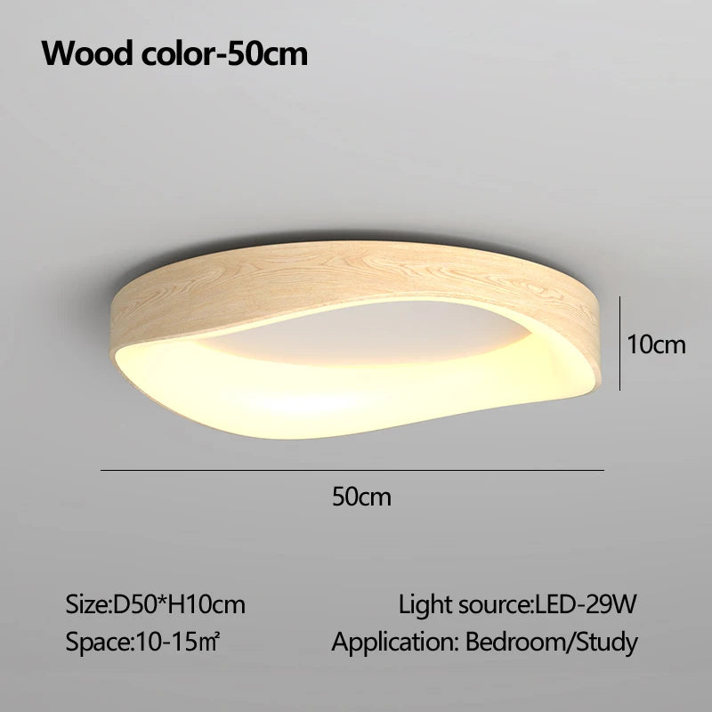 Round wooden ceiling light with remote control for indoor lighting