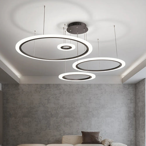 Modern minimalist nordic LED chandelier italian creative ring - vue 4 sur 12