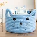 Cat head woven cotton storage baskets for office and home