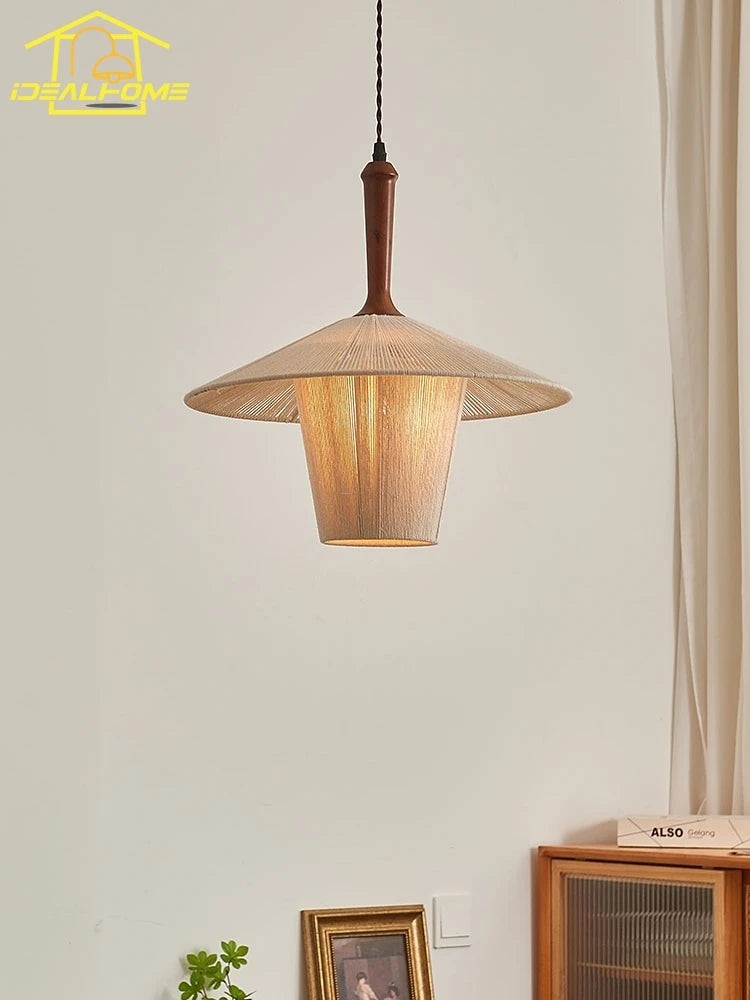 Japanese wabi-sabi hand-knitted cotton pendant light zen art