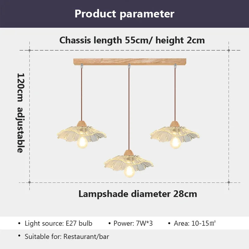 Nordic glass and wood pendant light for decorative interiors - vue 4 sur 12