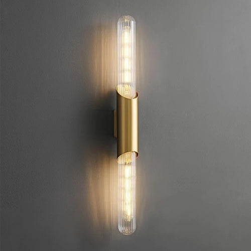 Minimalist brass and copper wall lamp with bulb included - vue 3 sur 8