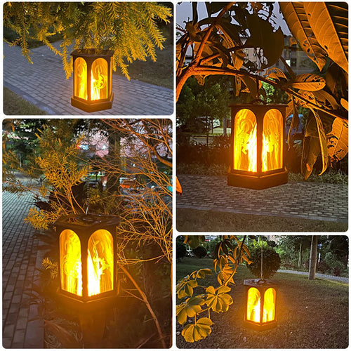 Outdoor solar torch light 96 LED flickering flame waterproof garden lamp - vue 7 sur 7