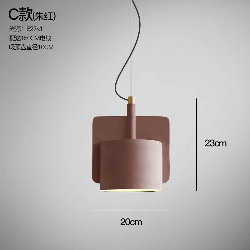 Industrial cement pendant light for retro interior decor - vue 12 sur 12