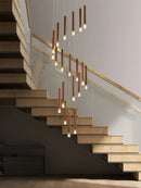 Modern LED walnut chandelier for simple Nordic duplex