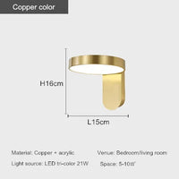 Modern minimalist copper wall light