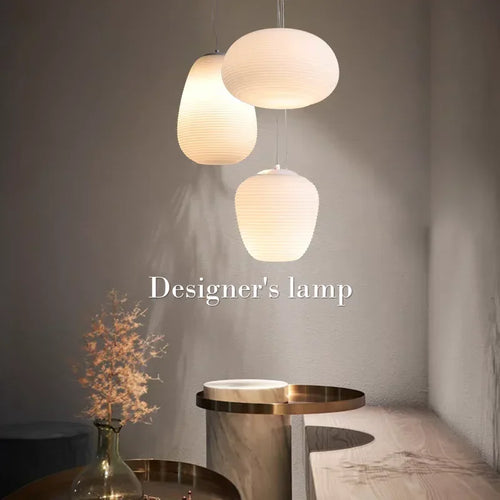 Modern Japanese style glass LED pendant light for elegant interiors - vue 2 sur 14