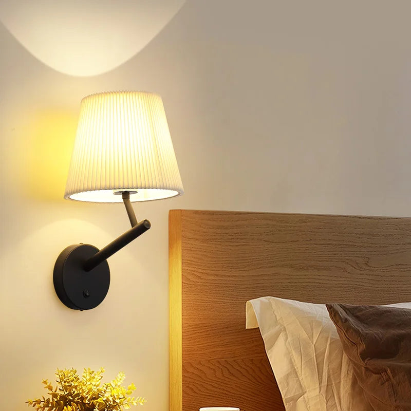 American vintage wall light with pleated LED switch