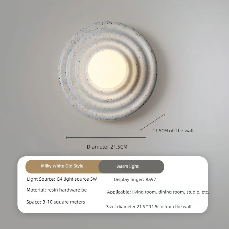 Retro resin LED wall lamp round Japanese style