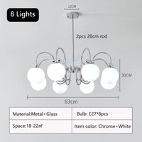 Modern chrome chandelier with glass pendant