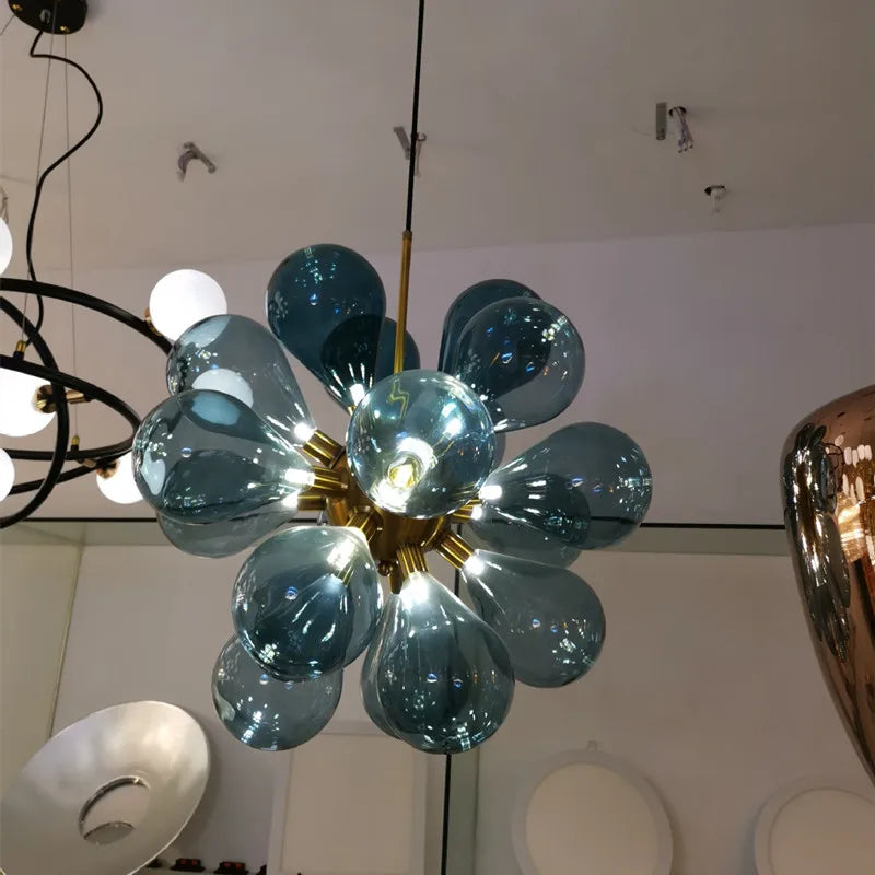 Nordic glass ball LED pendant chandelier for home decoration - vue 6 sur 10