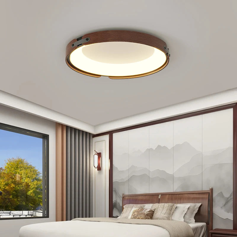 Ultra-slim wooden LED lamp in minimalist Nordic style