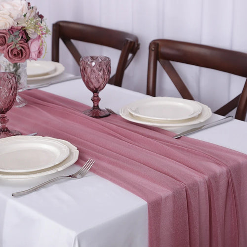 Boho sheer chiffon table runner set of 4