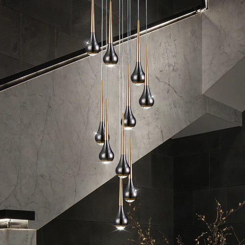 Modern nordic long hollow chandelier ideal for loft, hotel, or apartment - vue 6 sur 16
