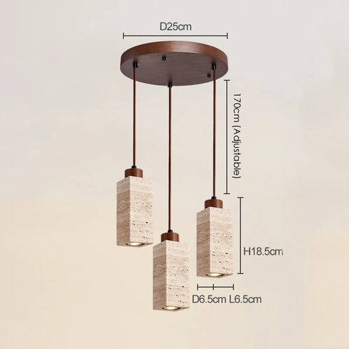 Set of 3 natural wabi sabi LED pendant lights - vue 12 sur 14