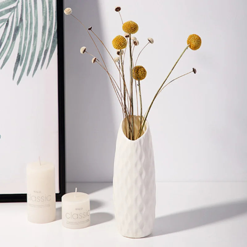 Nordic plastic vase for flowers modern home decoration - vue 6 sur 12