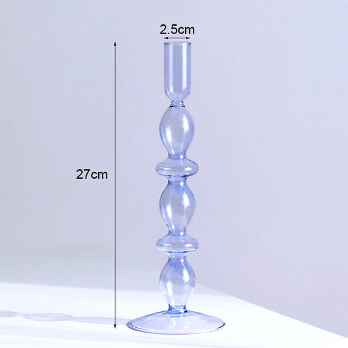 Vintage glass candle holder for weddings and romantic dinners - vue 22 sur 27