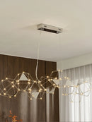 Polygonal firefly chandelier Nordic design in stainless steel