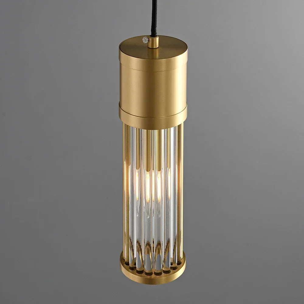 Copper LED pendant light with adjustable glass shade - vue 5 sur 7