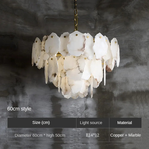Natural marble and copper chandelier for elegant interior decoration - vue 11 sur 10