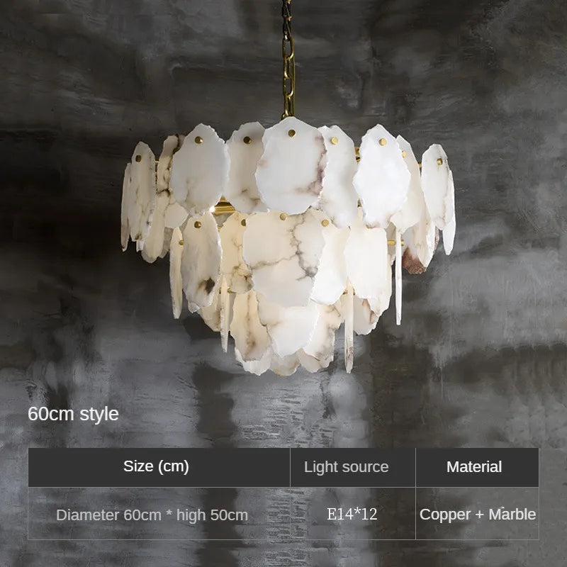 Natural marble and copper chandelier for elegant interior decoration - vue 10 sur 10