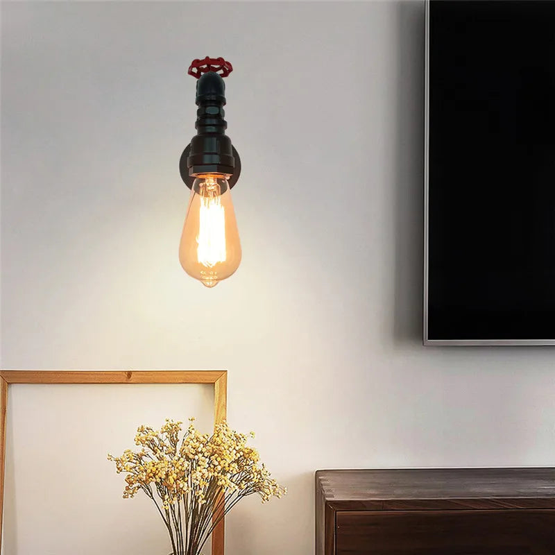 Vintage loft water pipe wall light
