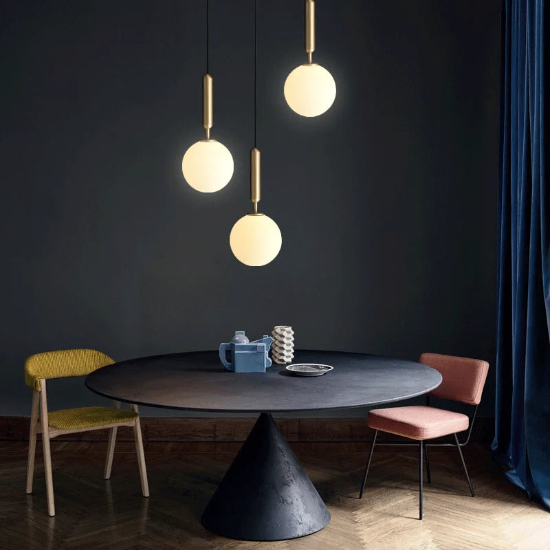 Nordic copper and glass designer LED chandelier - vue 4 sur 9