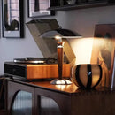 Industrial desk lamp in wood and iron
