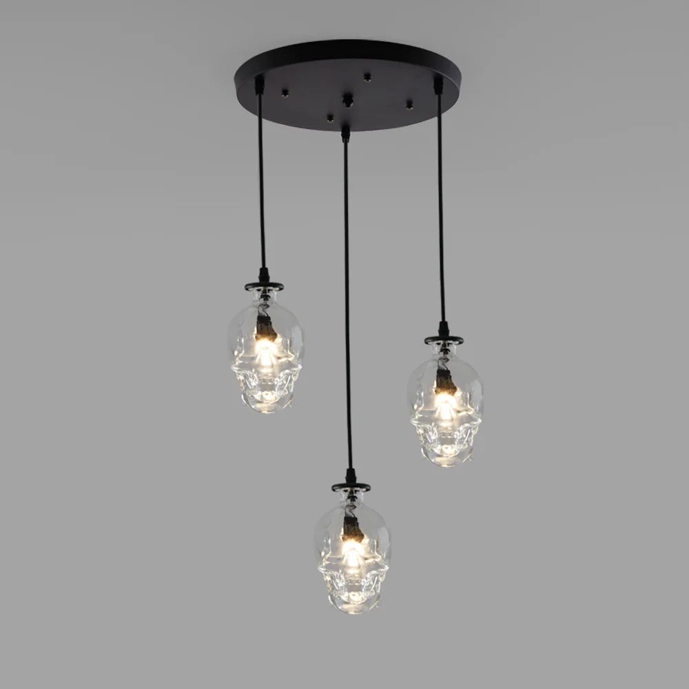 American loft retro LED skull wine bottle pendant light - vue 9 sur 9
