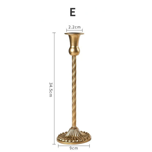 Set of three gold brass candle holders for weddings and dinners - vue 11 sur 18