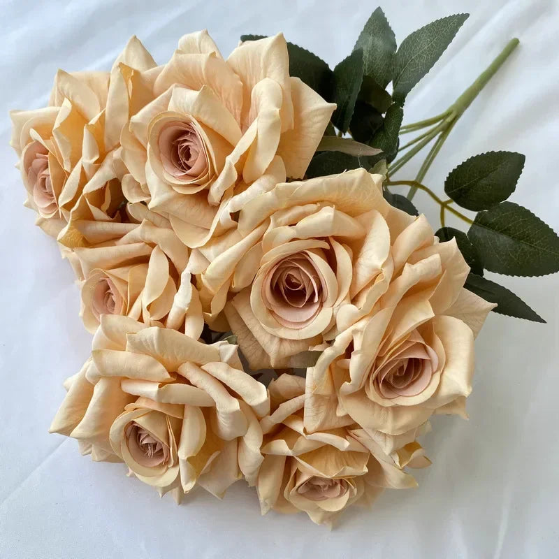 Silk artificial roses bouquet for indoor decor
