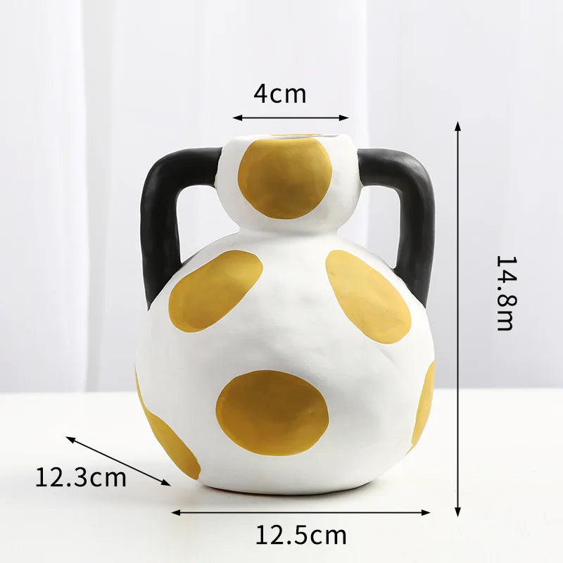 Hand-painted Milk Pot Ceramic Vase, Living Room, Porch, Desktop, Flower Arrangement Container, Homestay Decoration Handicraft - vue 8 sur 9